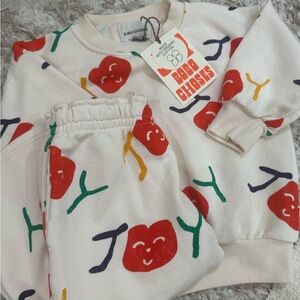 Bobo Choses Cream Set with Red and Green Accents